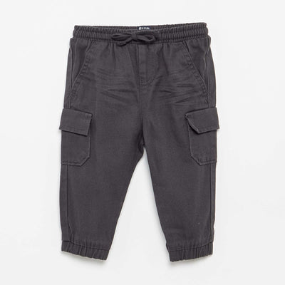 Twill joggers with flap pockets BLACK