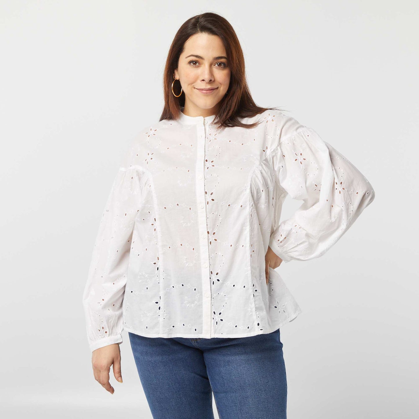 Broderie anglaise blouse WHITE