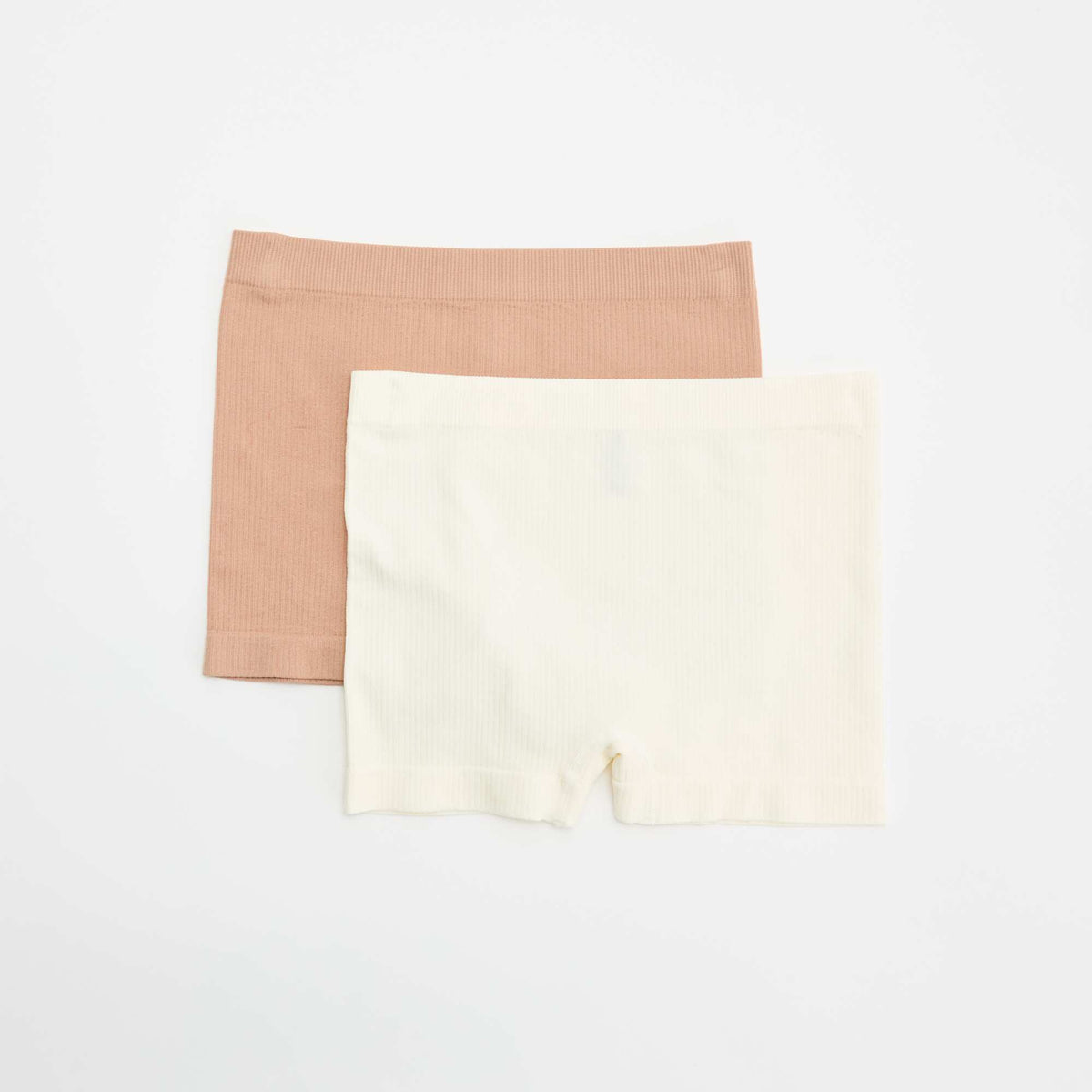 Pack of 2 pairs of ribbed knit boy shorts PINK