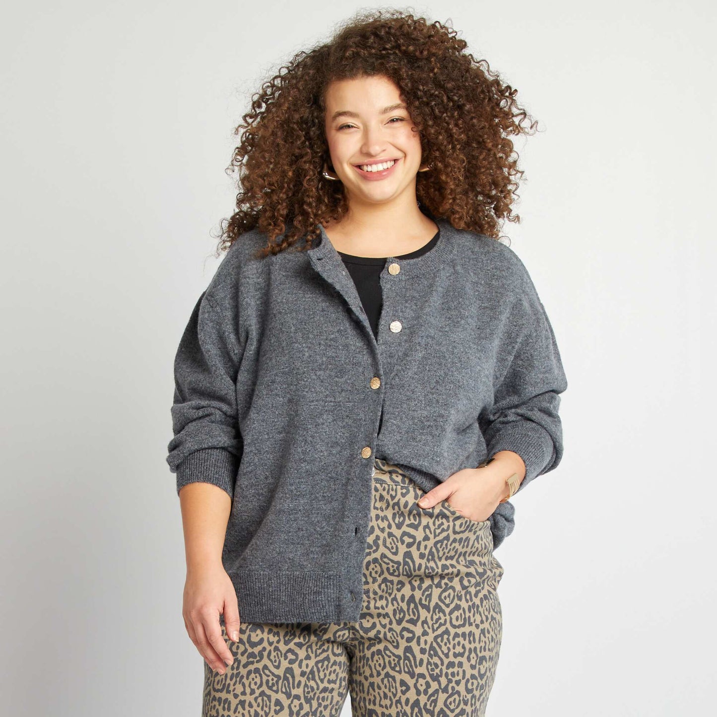 Wool-blend cardigan GREY