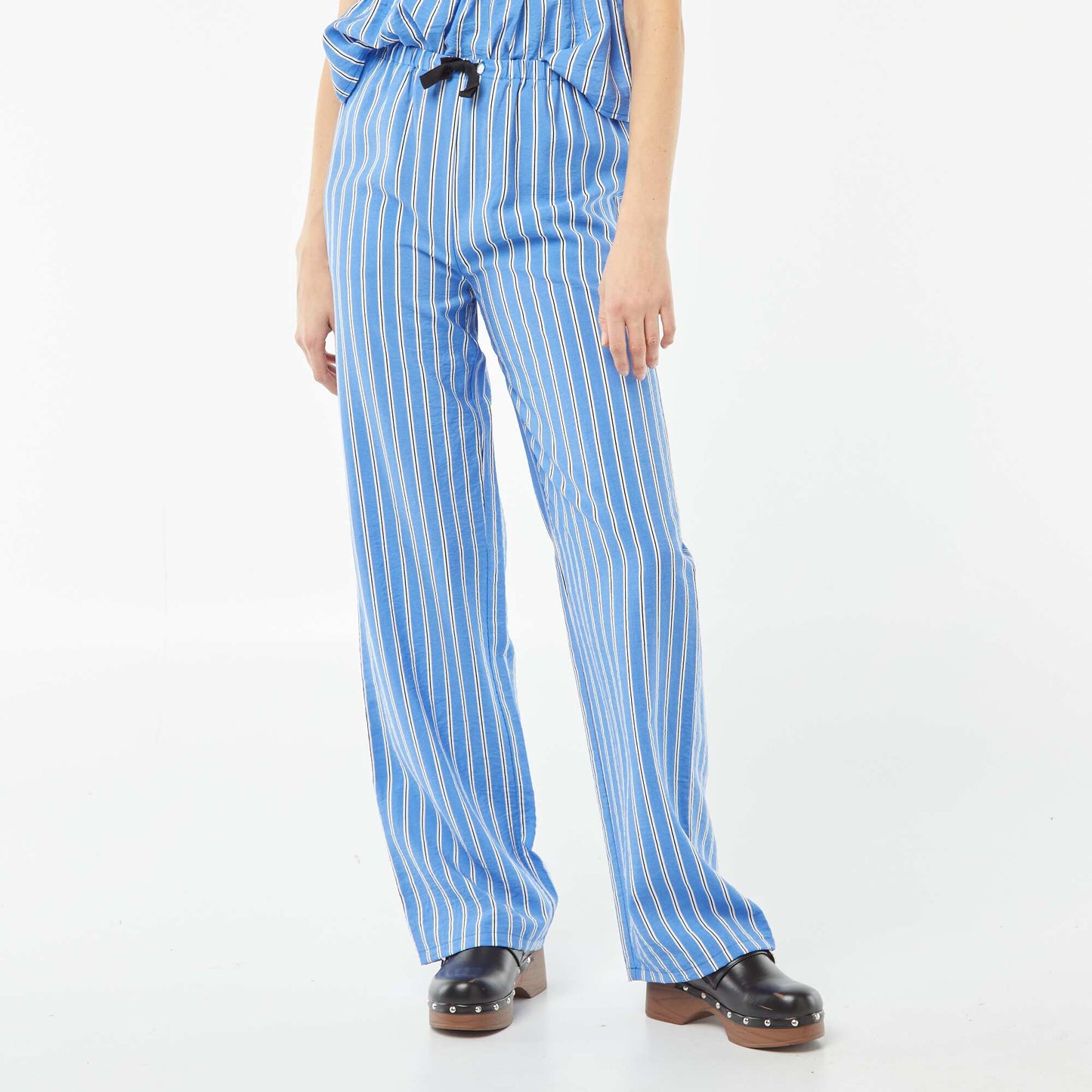 Striped wide-leg trousers BLUE