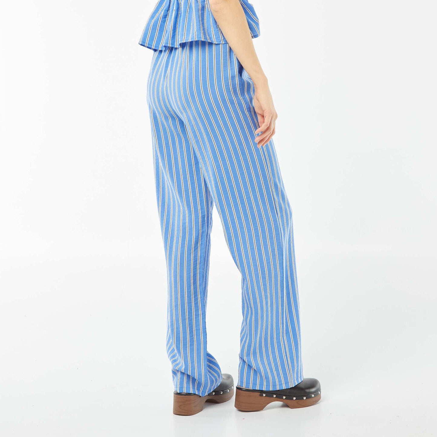 Striped wide-leg trousers BLUE