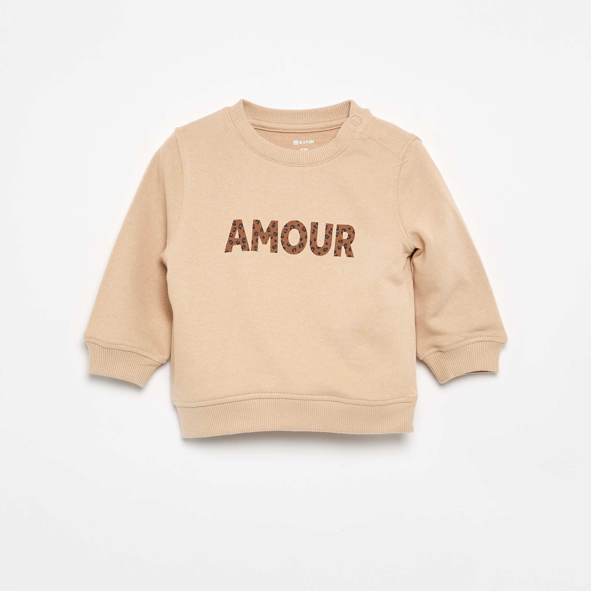 Long-sleeved sweatshirt with print BEIGE
