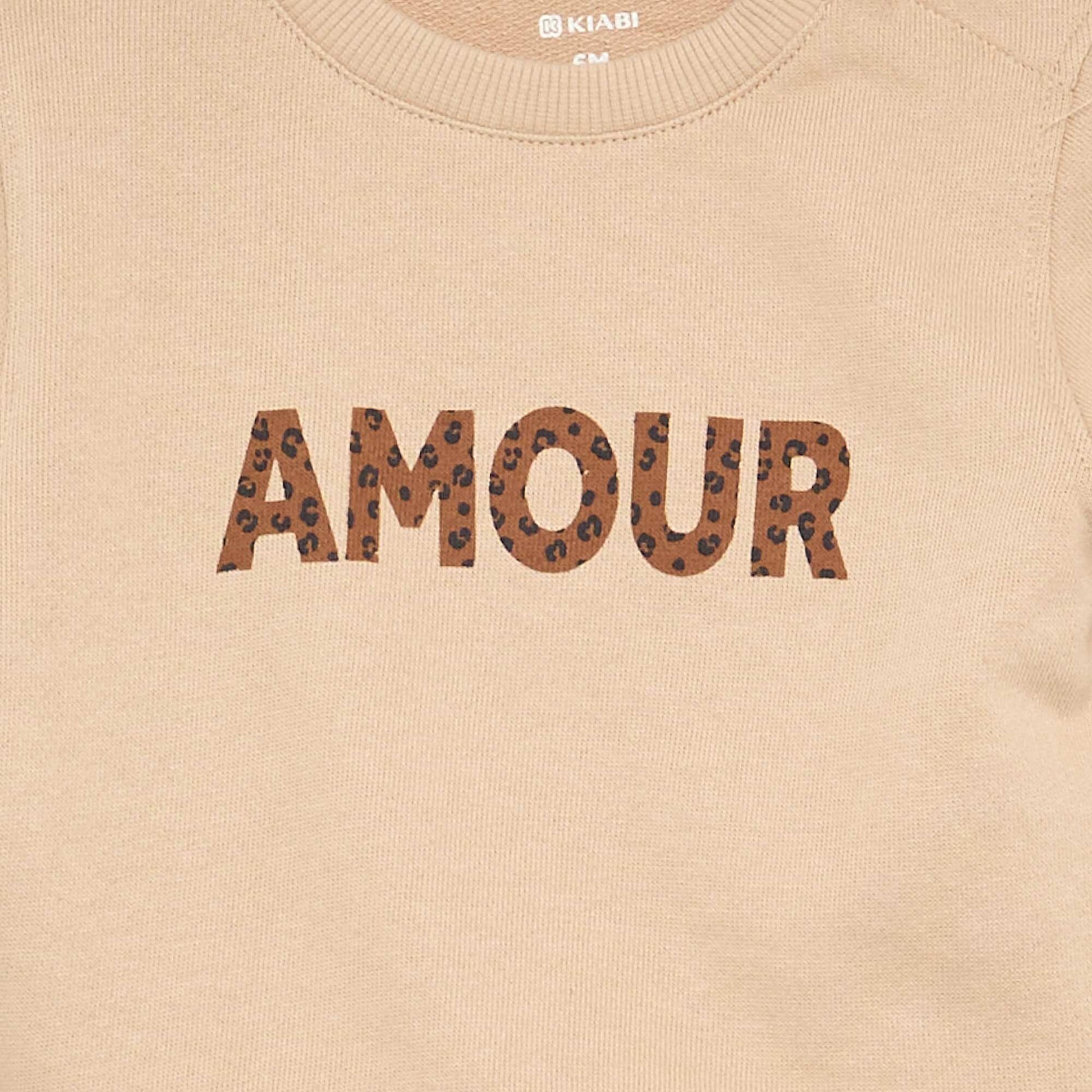 Long-sleeved sweatshirt with print BEIGE
