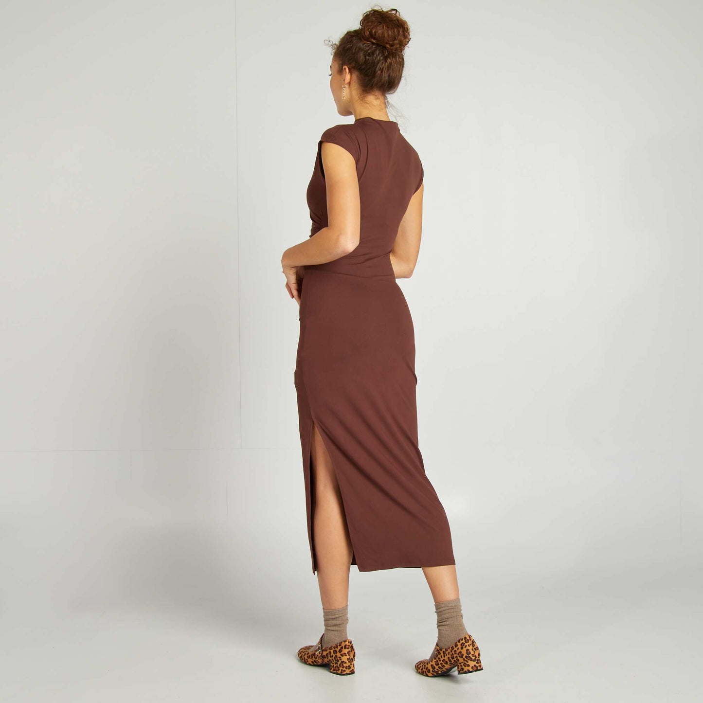Draped-effect maxi dress BROWN
