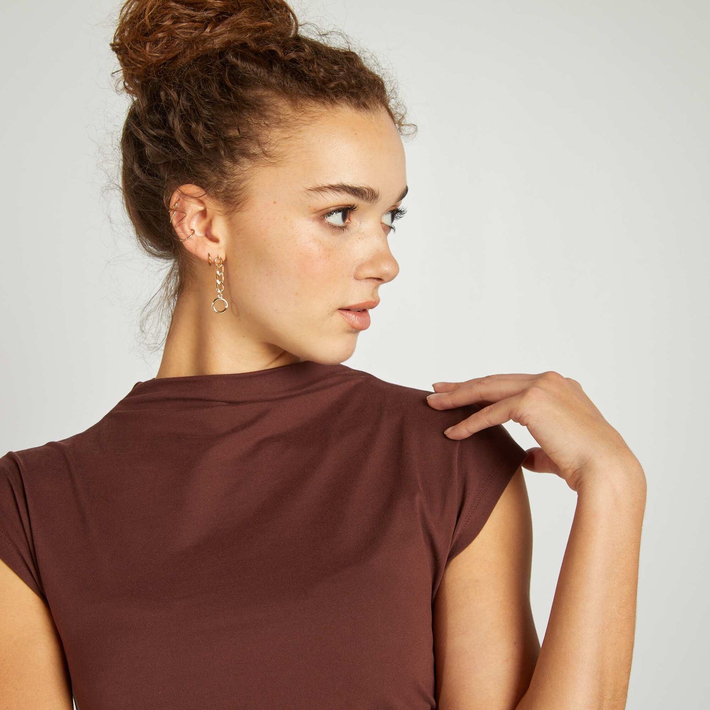 Draped-effect maxi dress BROWN