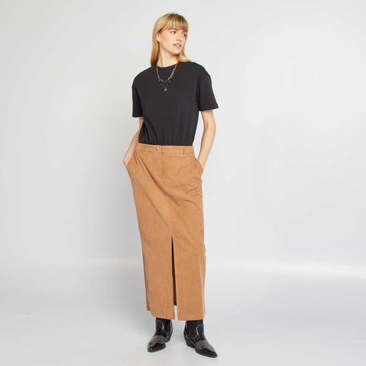 Corduroy midi skirt BEIGE