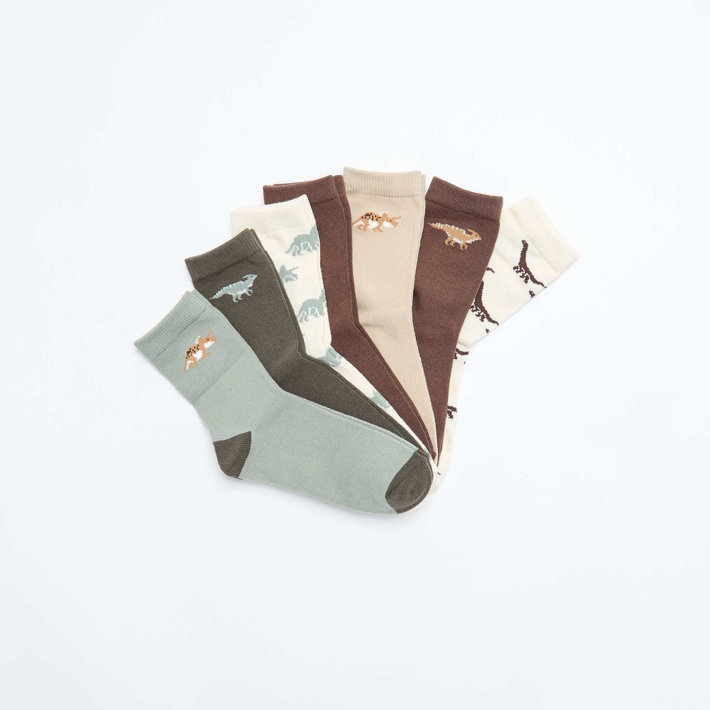 7 ცალიანი შეფუთვა პრინტიანი წინდა ხაკისფერი