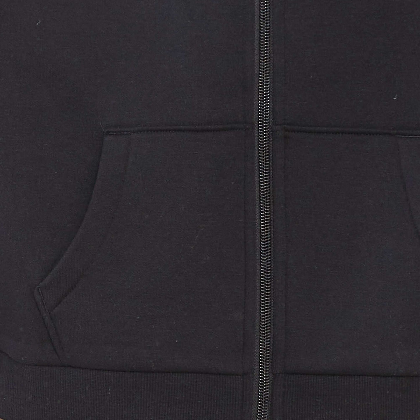 Plain hooded zip-up sweatshirt BLACK