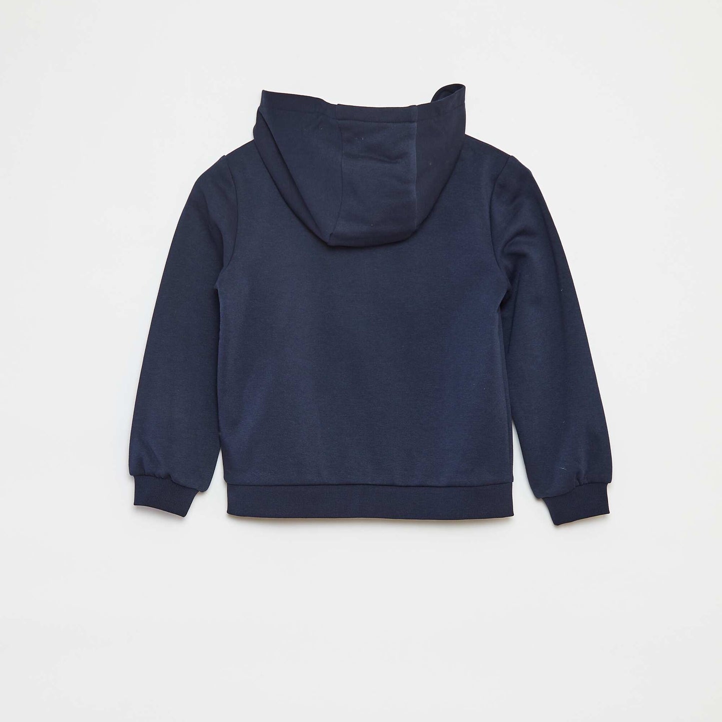 Plain hooded zip-up sweatshirt BLUE