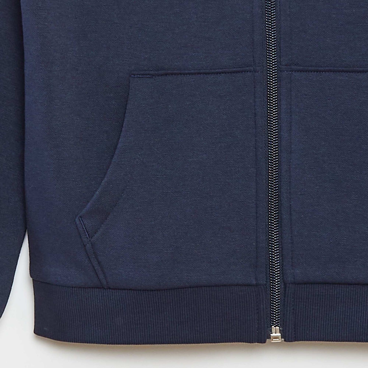 Plain hooded zip-up sweatshirt BLUE
