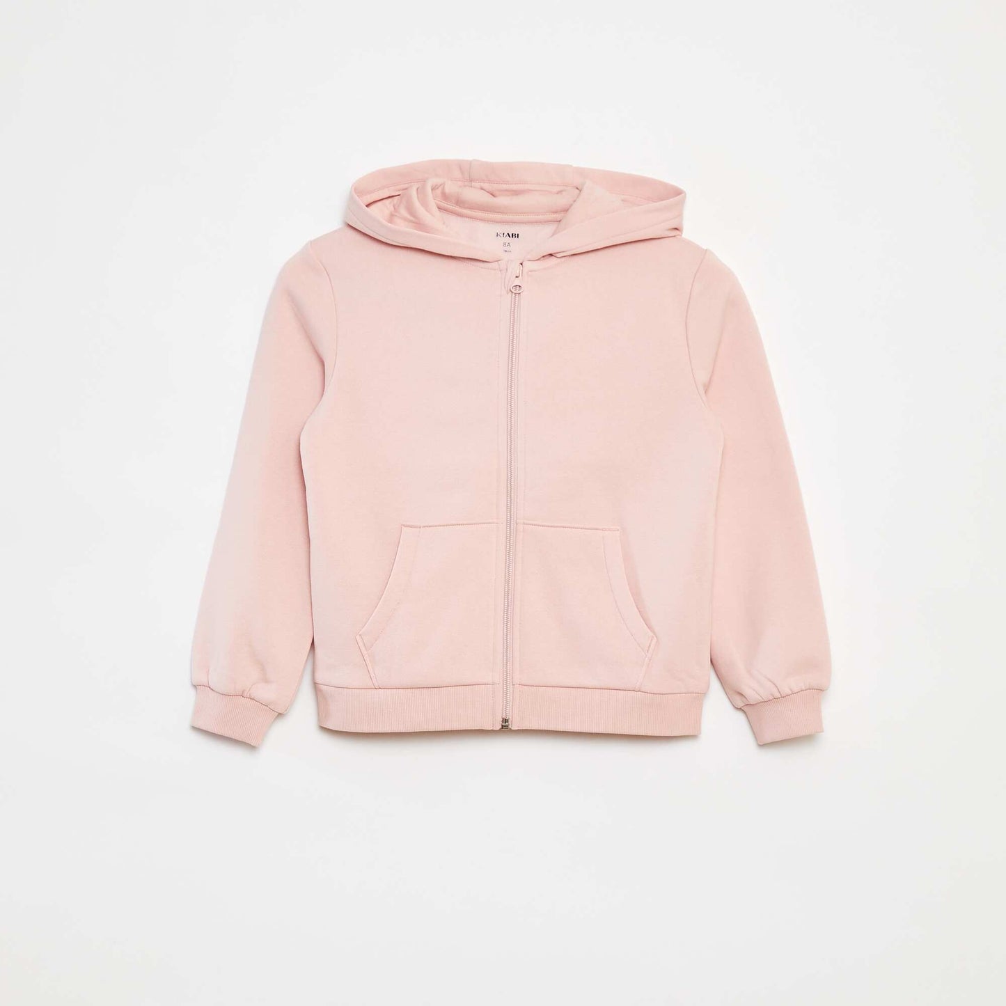 Plain hooded zip-up sweatshirt PINK