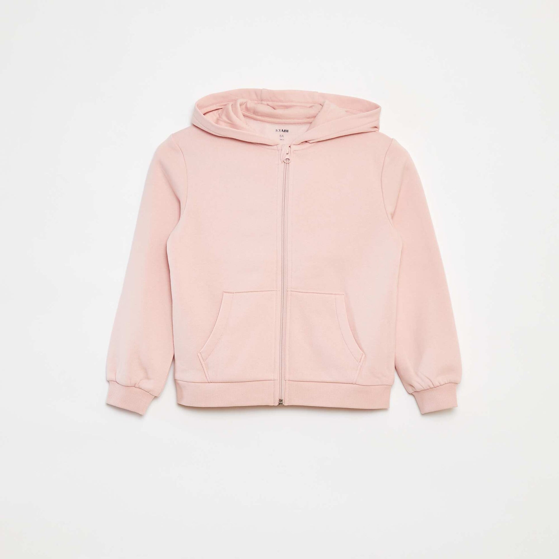Plain hooded zip-up sweatshirt PINK