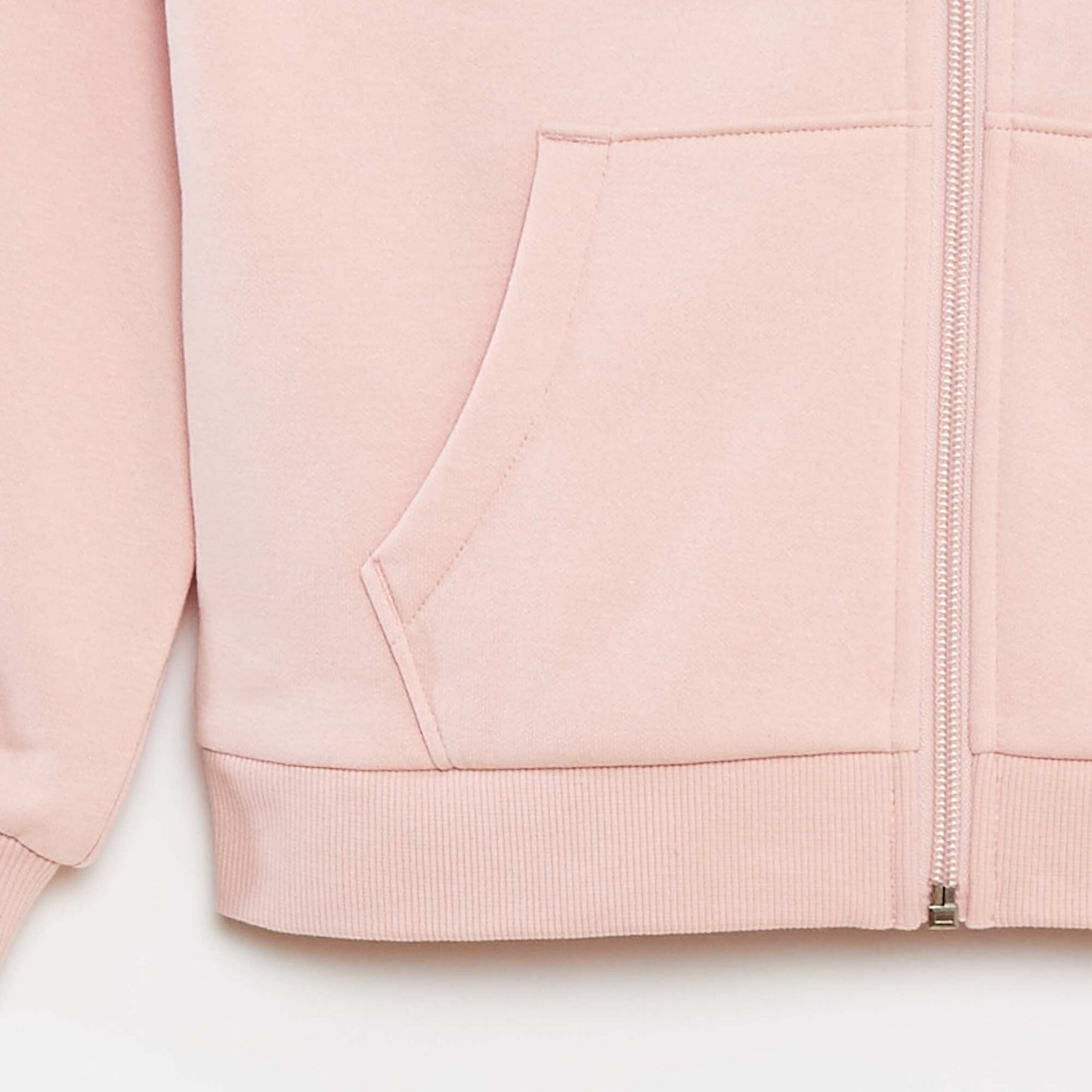 Plain hooded zip-up sweatshirt PINK