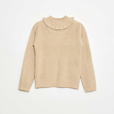 Ribbed Knit Sweater BEIGE