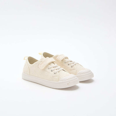Checkerboard Print Canvas Sneakers BEIGE