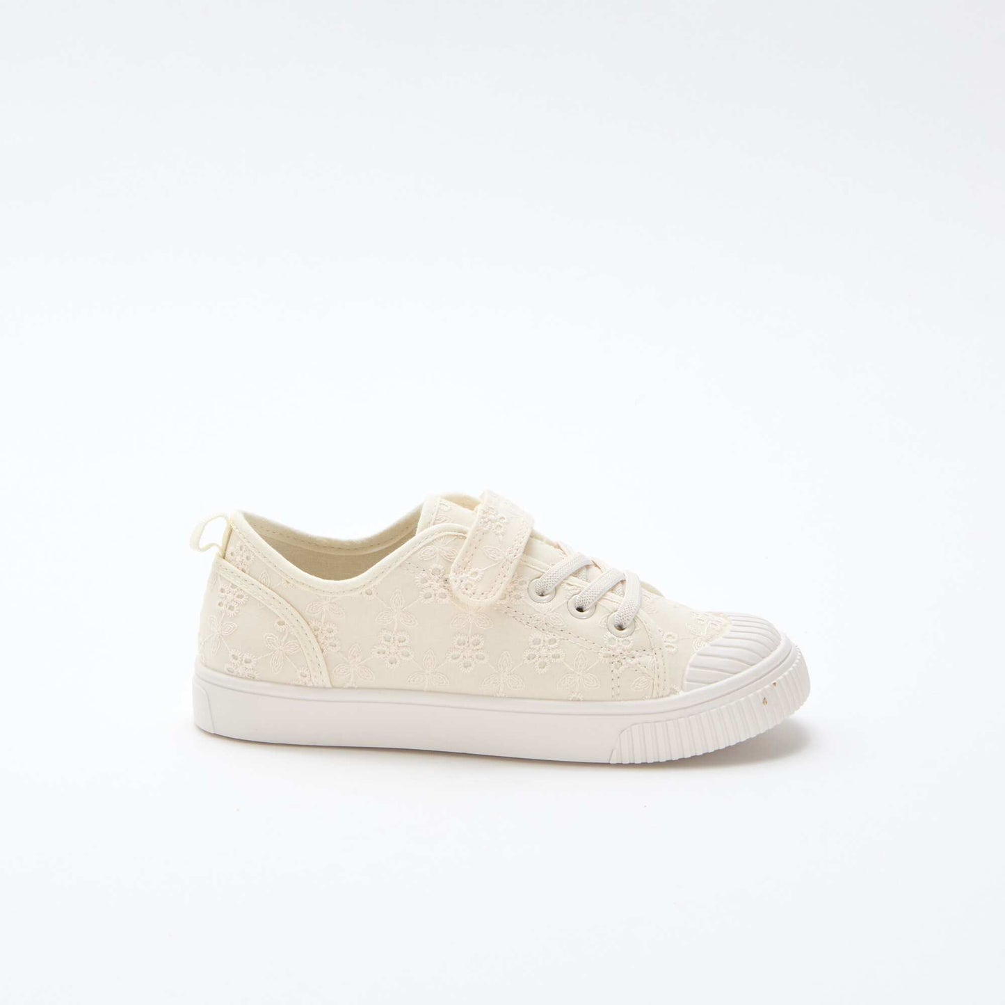 Checkerboard Print Canvas Sneakers BEIGE