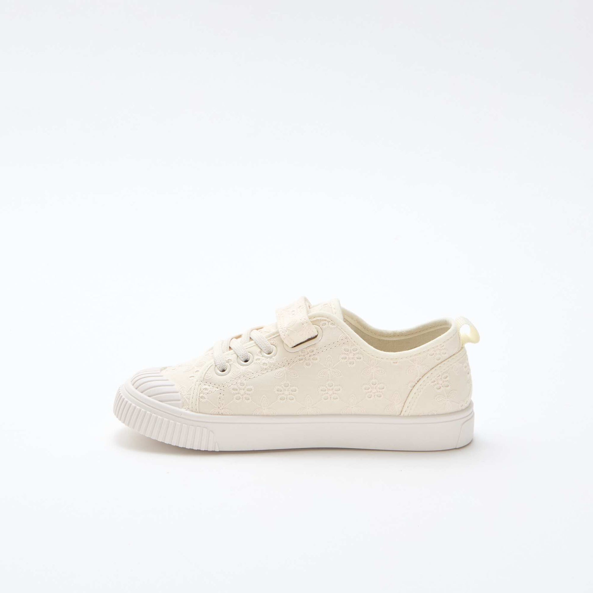 Checkerboard Print Canvas Sneakers BEIGE