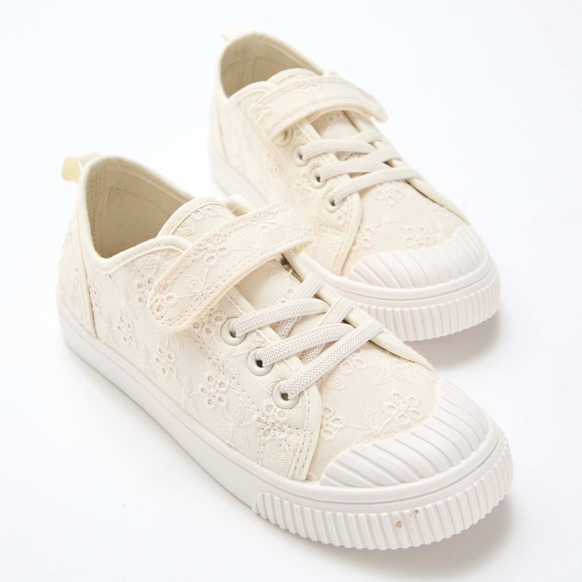 Checkerboard Print Canvas Sneakers BEIGE