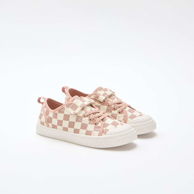 Checkerboard Print Canvas Sneakers PINK