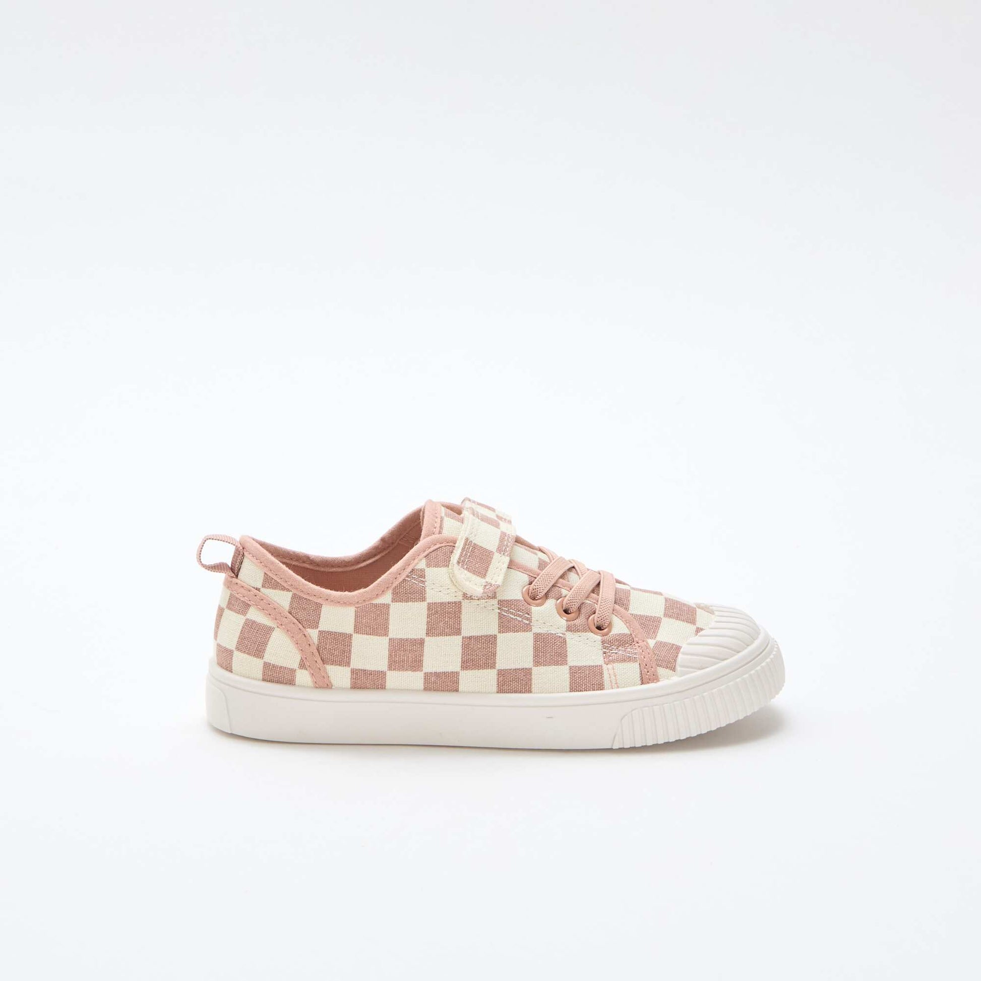Checkerboard Print Canvas Sneakers PINK