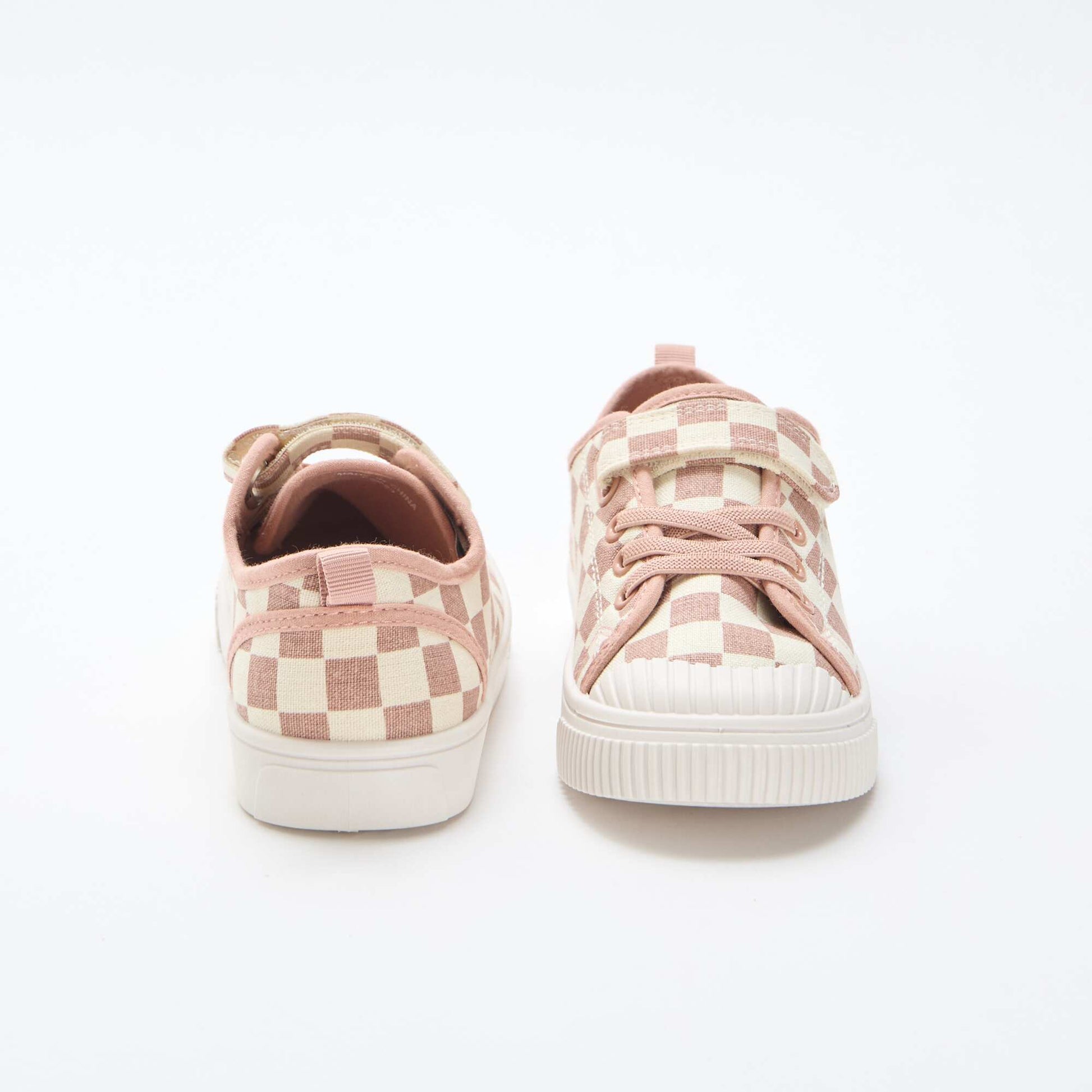 Checkerboard Print Canvas Sneakers PINK