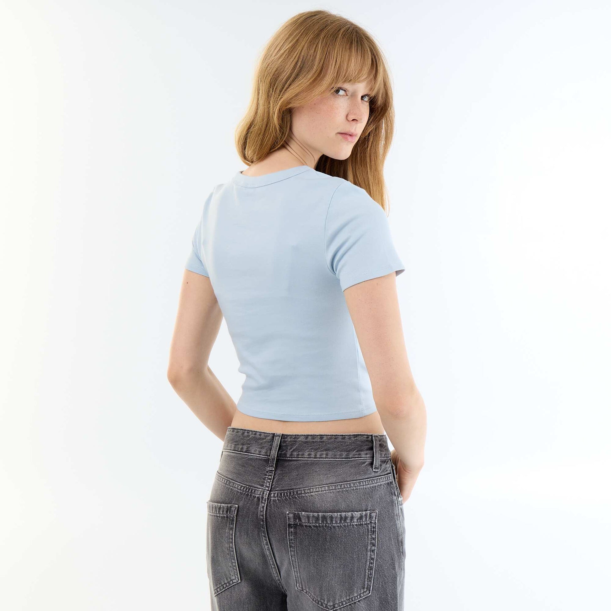 Basic Crop Top T-Shirt BLUE