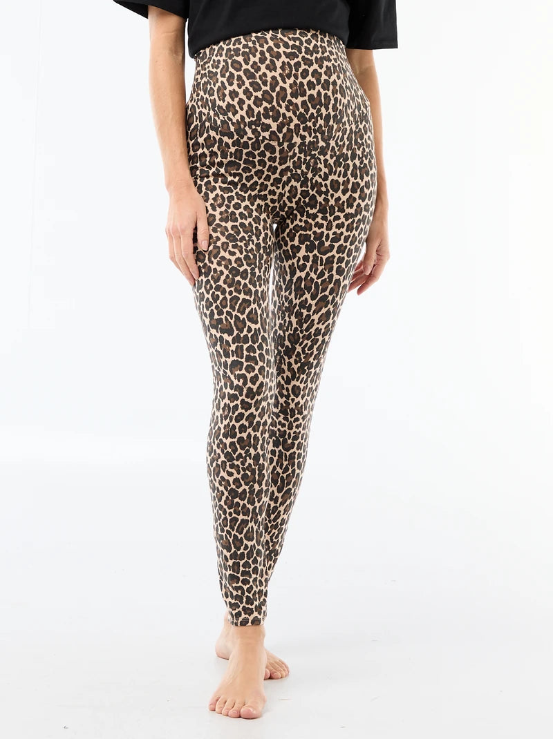 პრინტიანი საორსულო ლეგინსი კრემისფერი