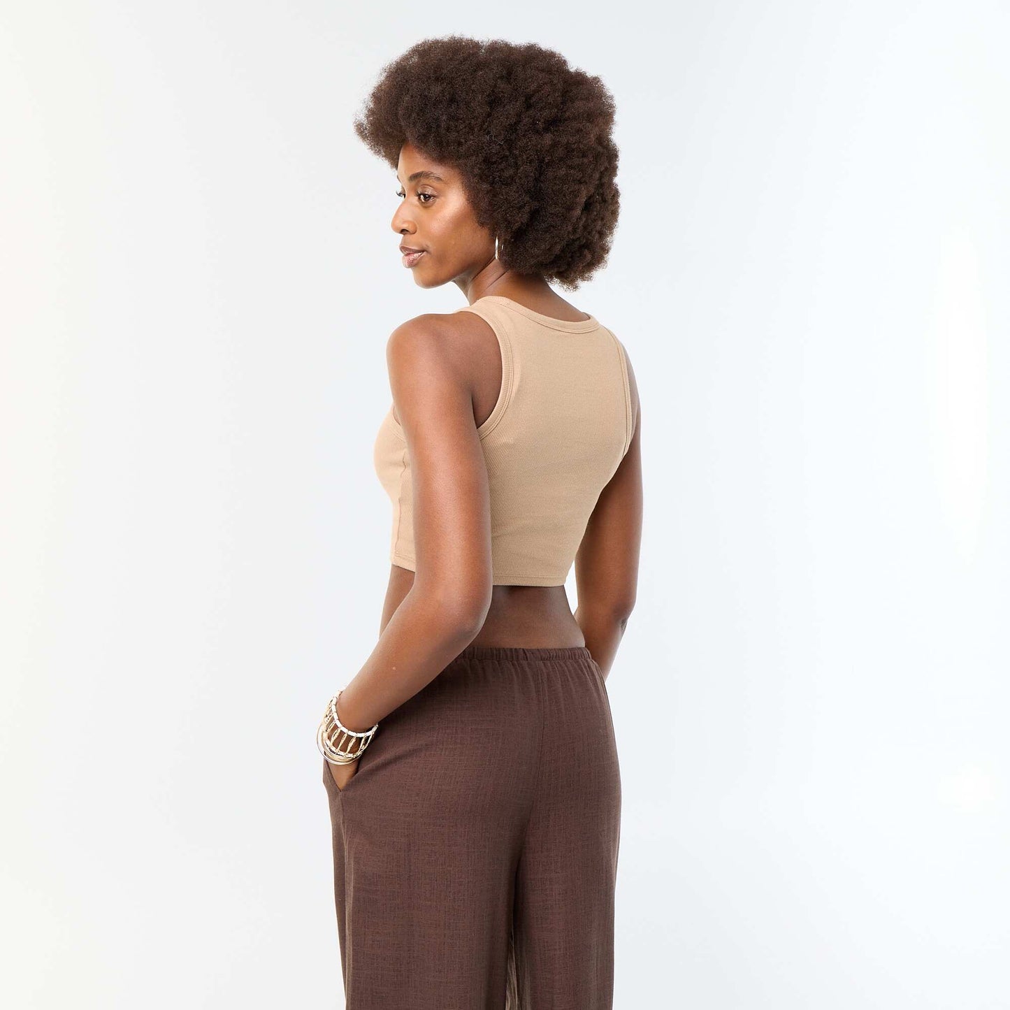 American Armhole Tank Top BEIGE