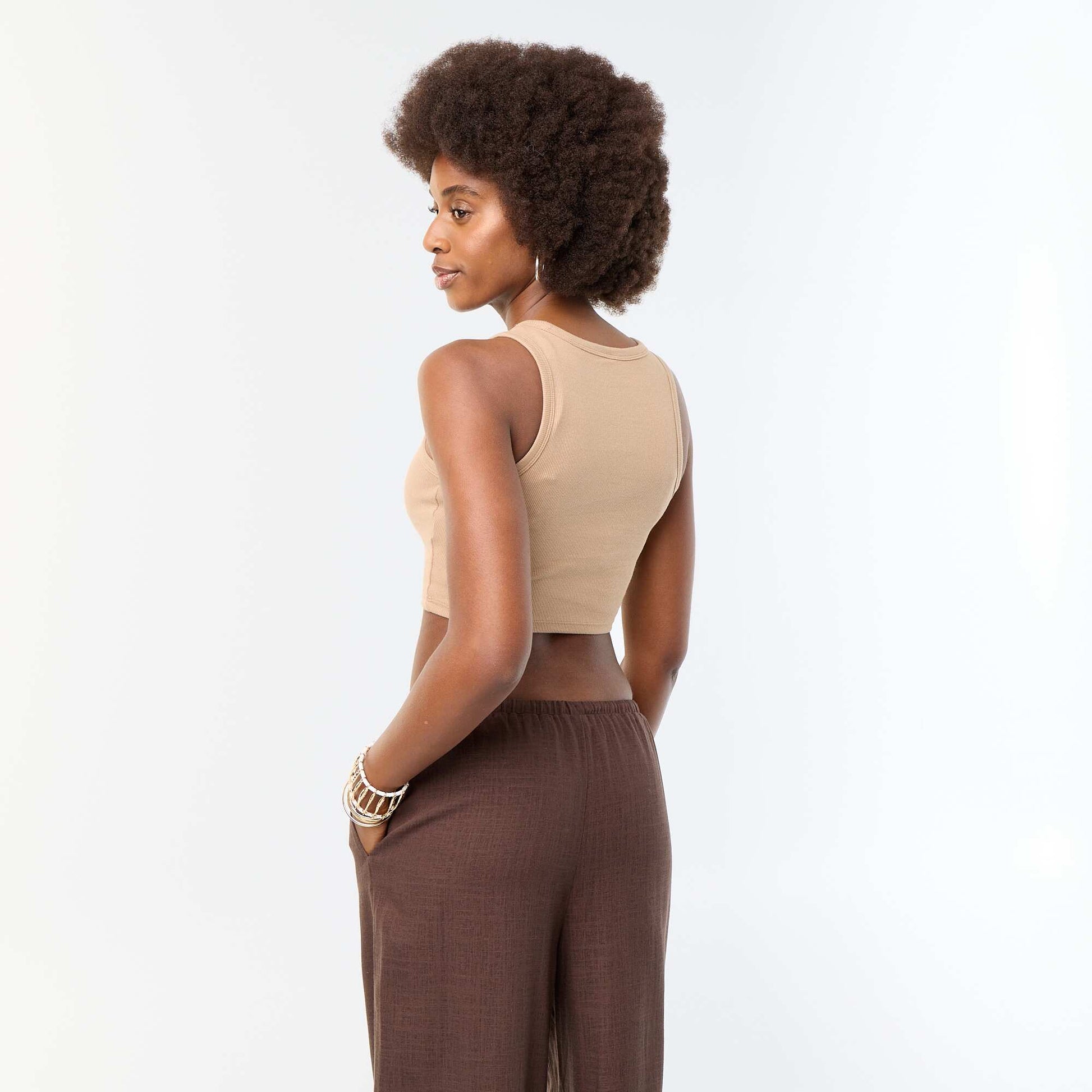 American Armhole Tank Top BEIGE