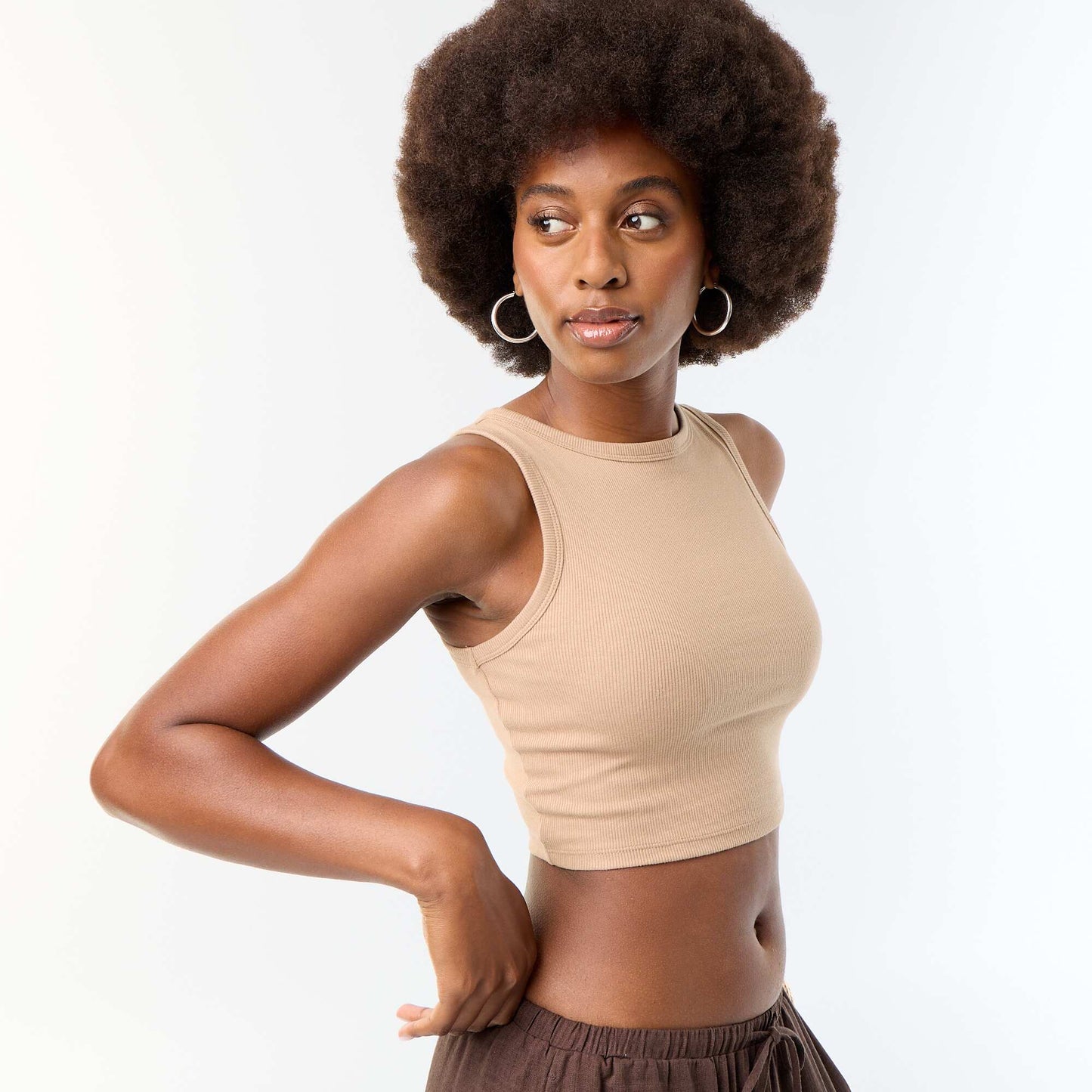 American Armhole Tank Top BEIGE