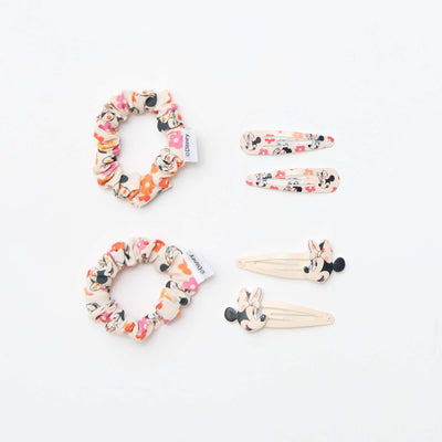 4 Hair Clips + 2 Hair Ties 'Stitch' Set PINK