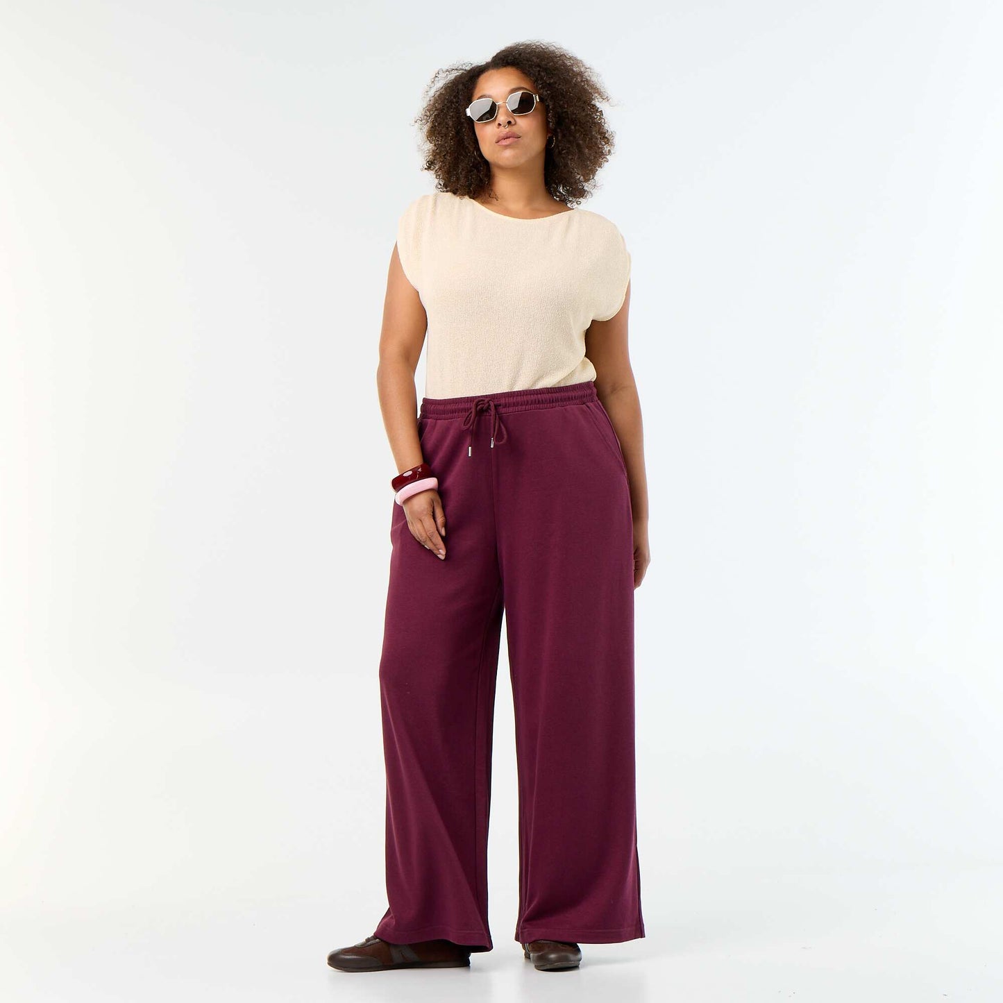 Wide-leg plain joggers PINK