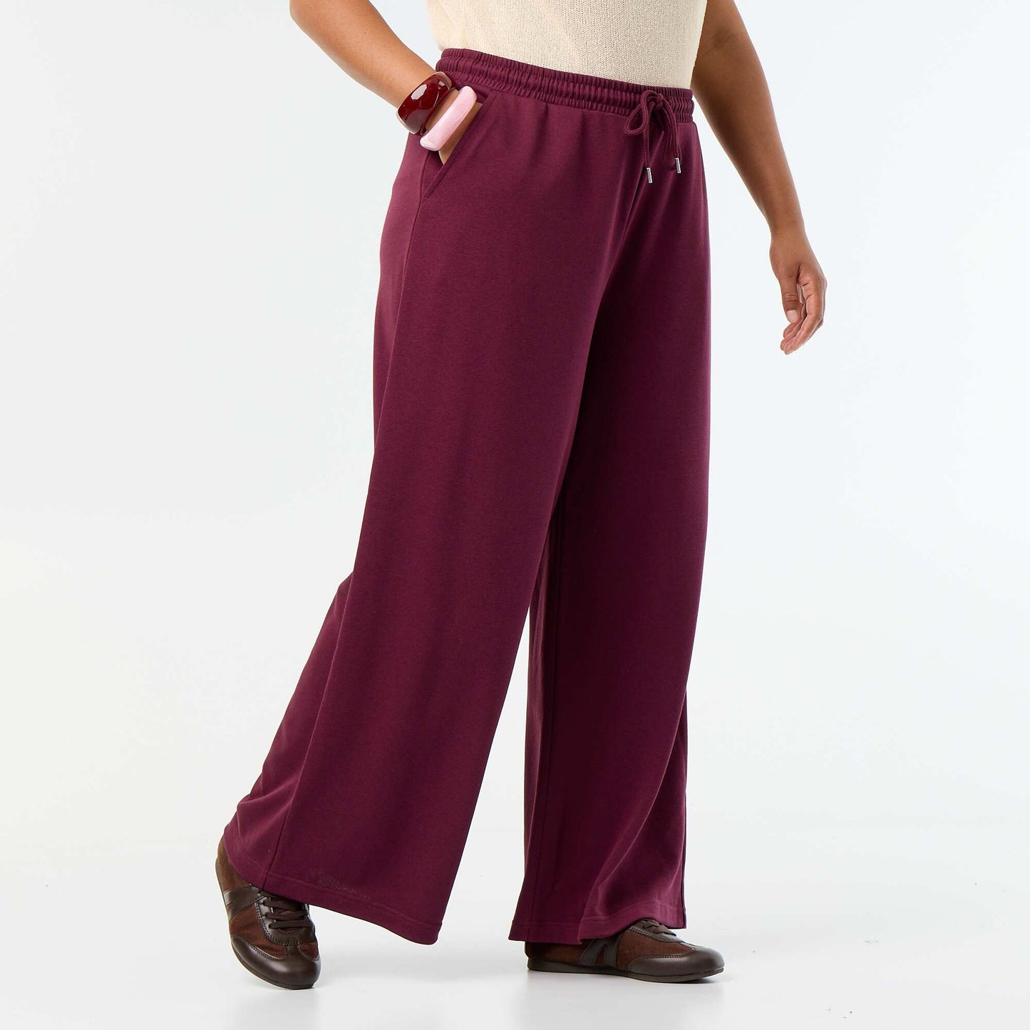 Wide-leg plain joggers PINK