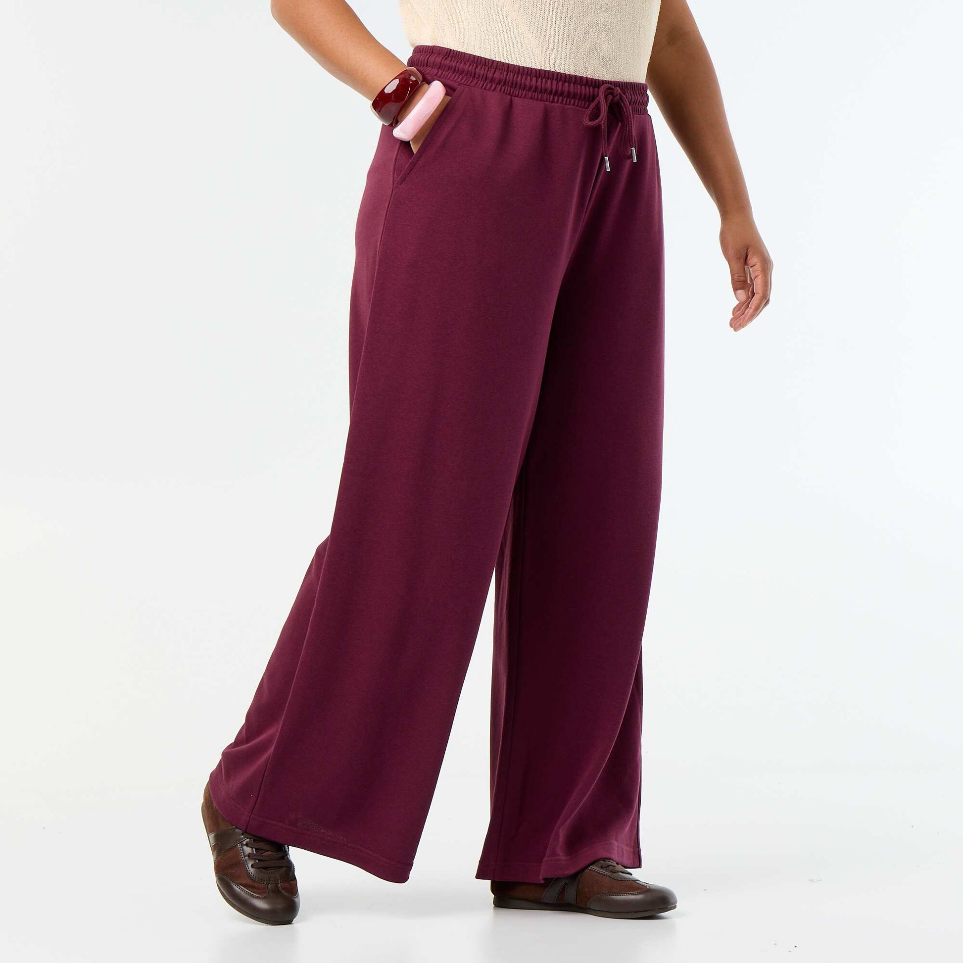 Wide-leg plain joggers PINK