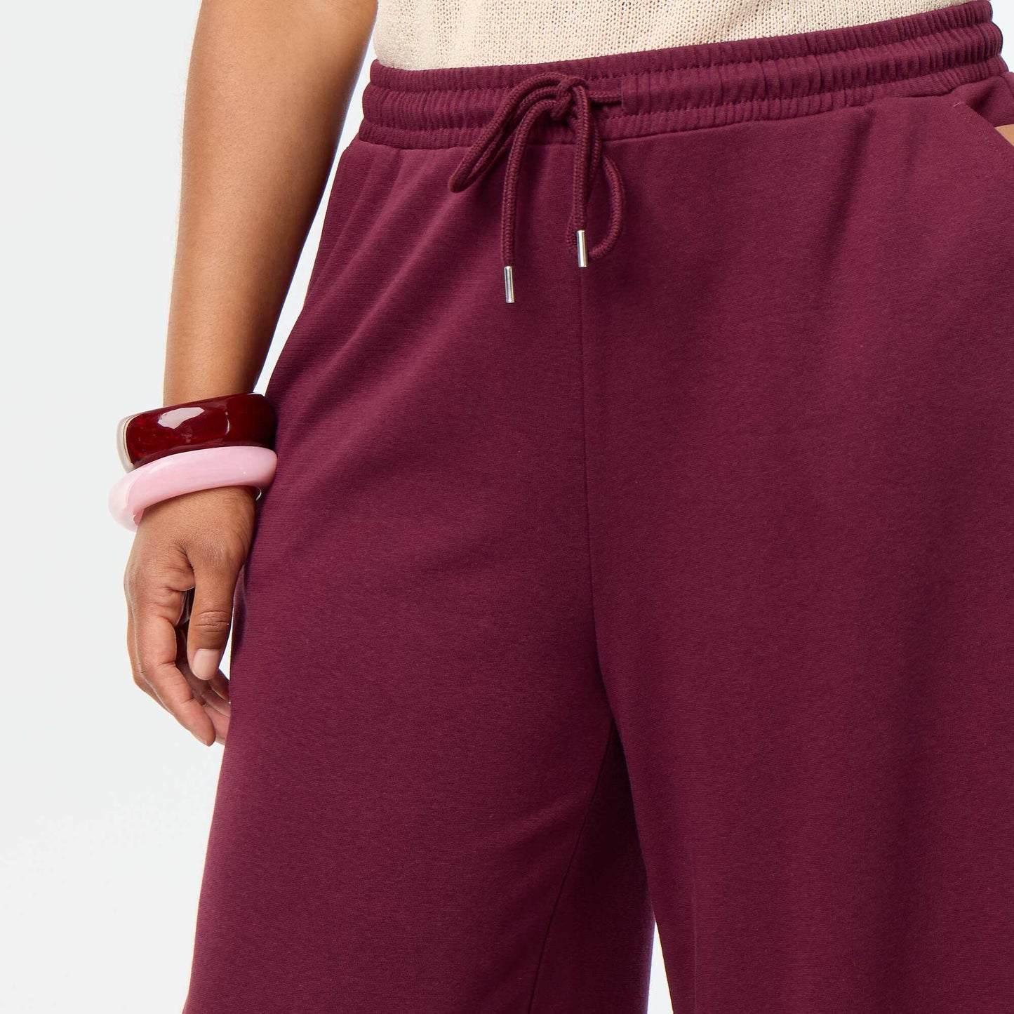 Wide-leg plain joggers PINK