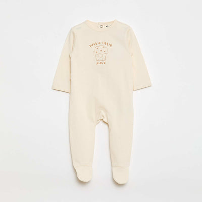 Long-Sleeved Footed Pajamas BEIGE