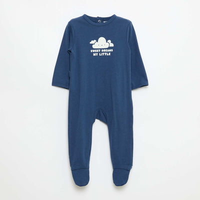 Long-Sleeved Footed Pajamas BLUE
