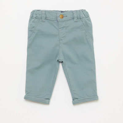 სწორი წელვადი ბამბის ჩინოს ლურჯი