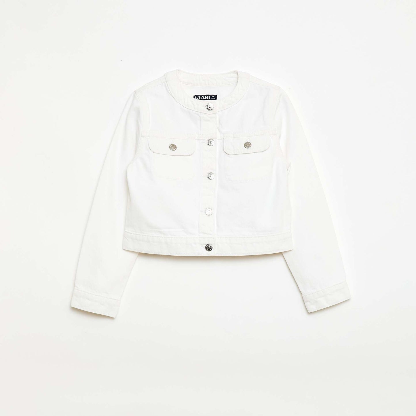 Round Neck Denim Jacket WHITE