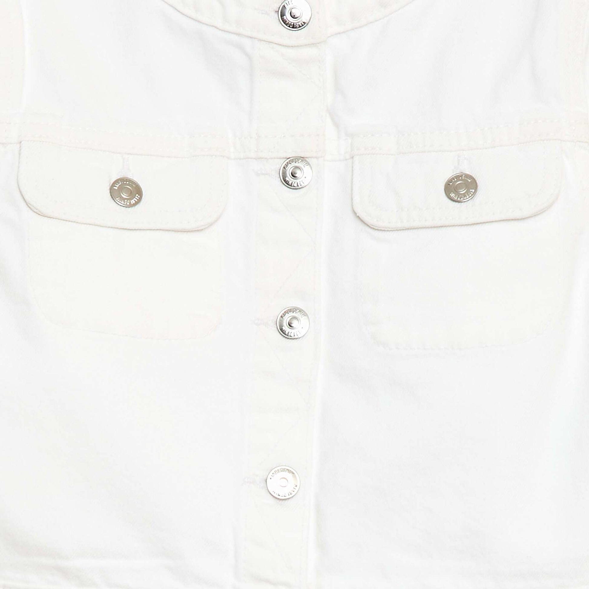 Round Neck Denim Jacket WHITE