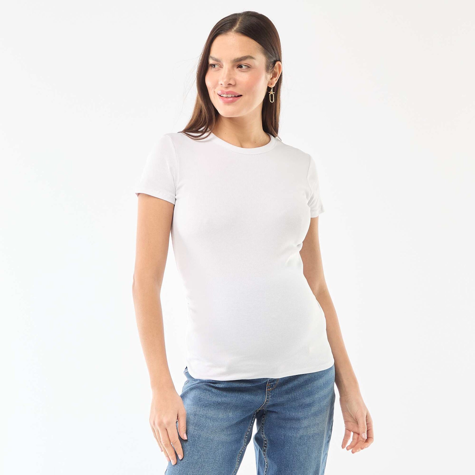 Ribbed Maternity T-shirt WHITE
