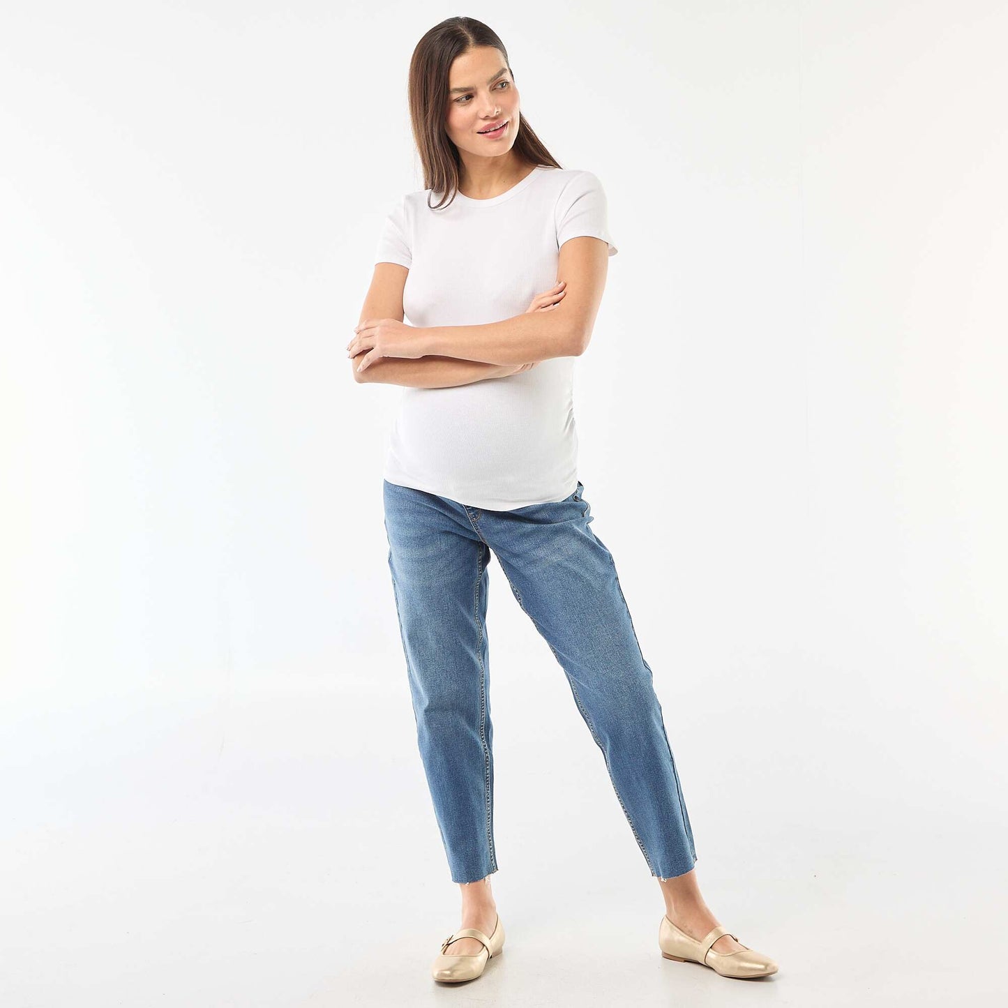 Ribbed Maternity T-shirt WHITE