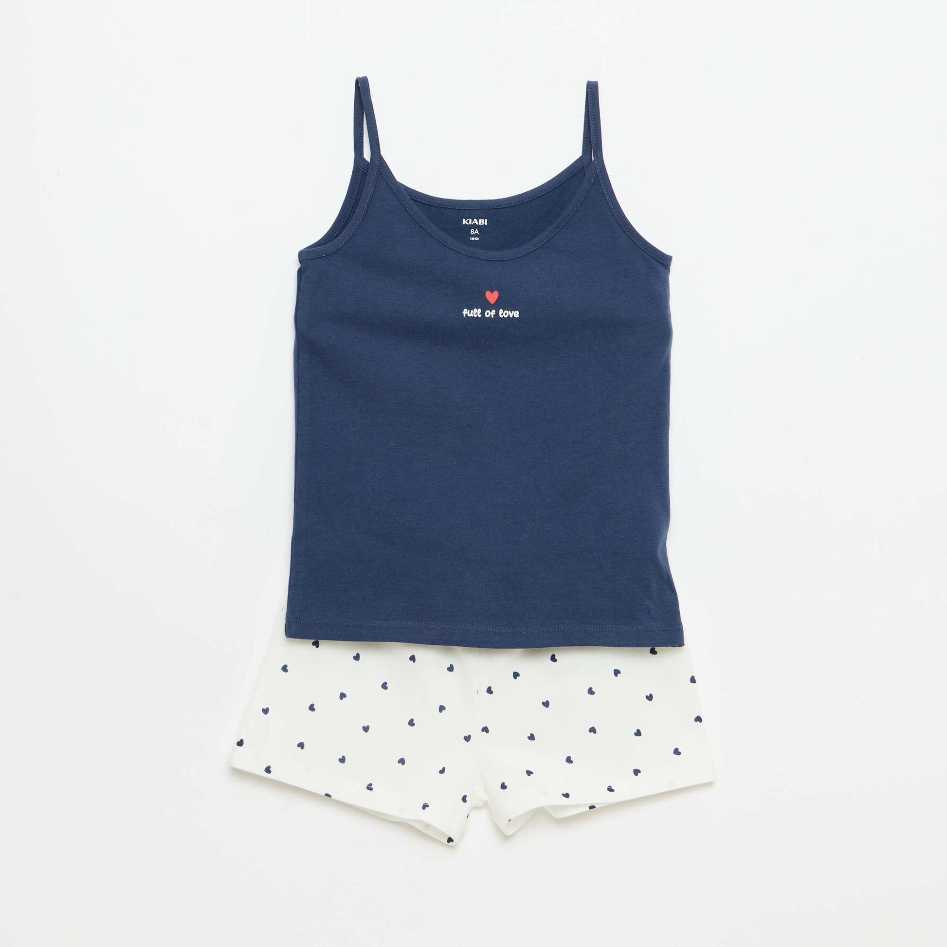 2 ნაწილიანი მოკლე პიჟამოს კომპლექტი: ზედა და შორტი ლურჯი