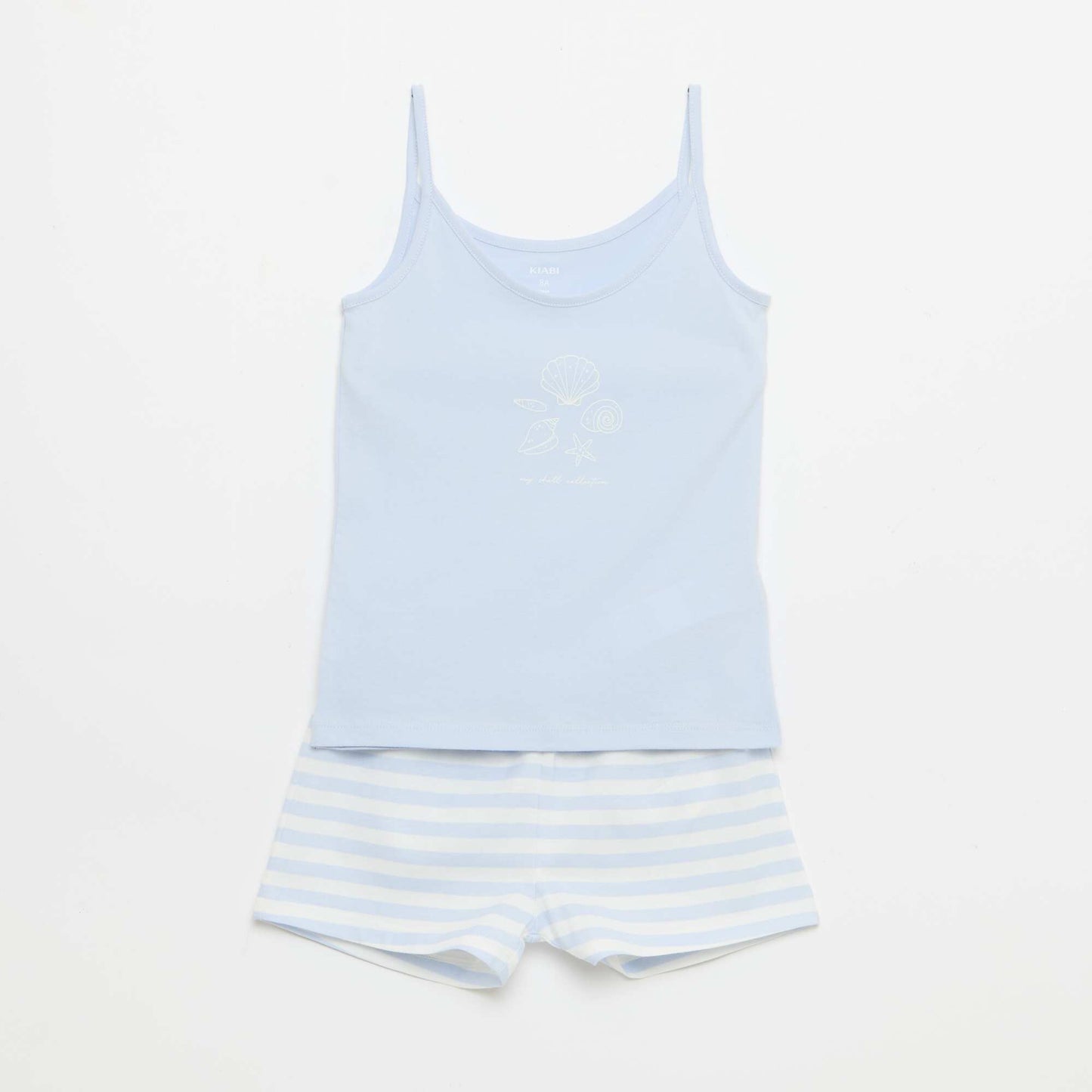 2 ნაწილიანი მოკლე პიჟამოს კომპლექტი: ზედა და შორტი ლურჯი