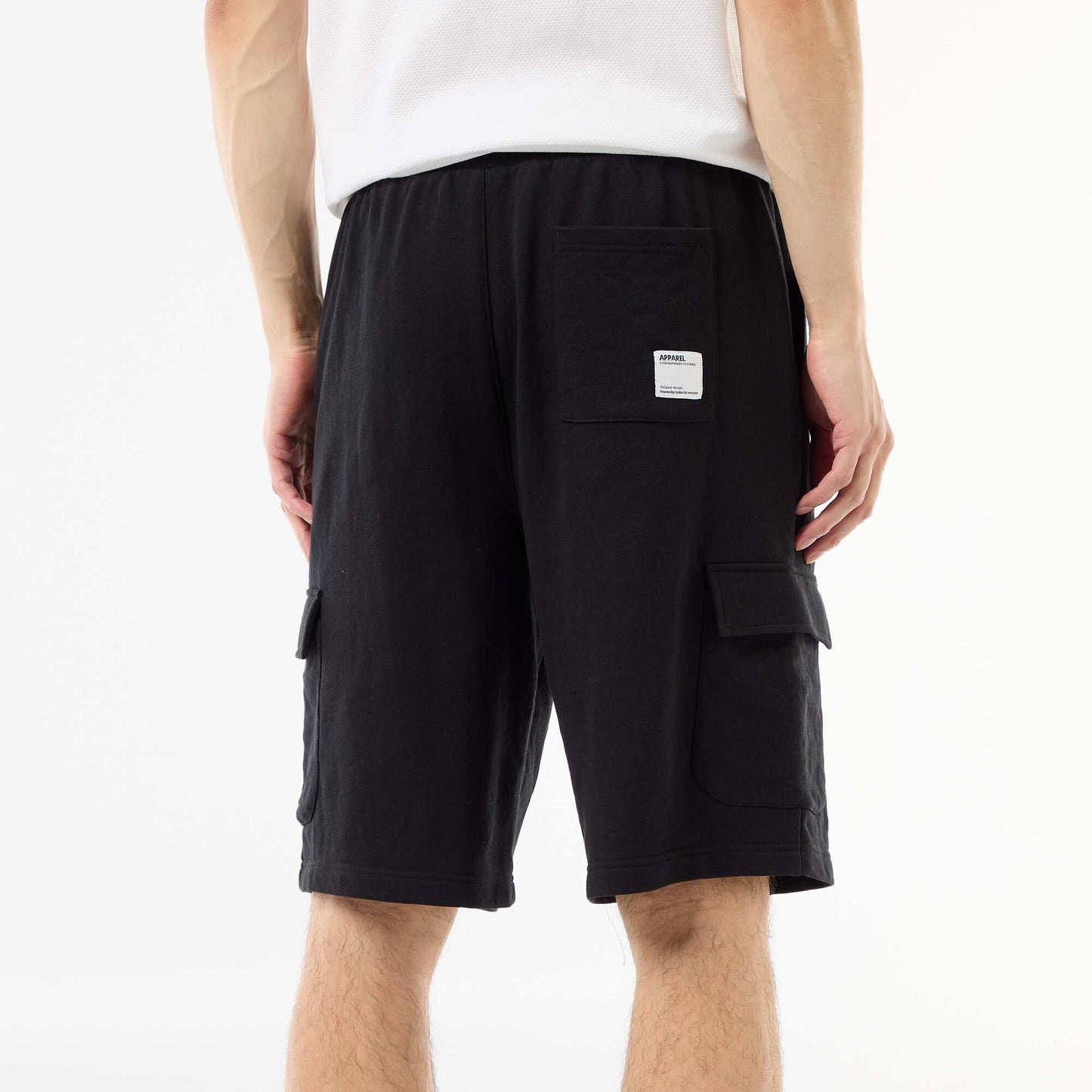 Lightweight Fleece Bermuda Shorts with Flap Pockets BLACK