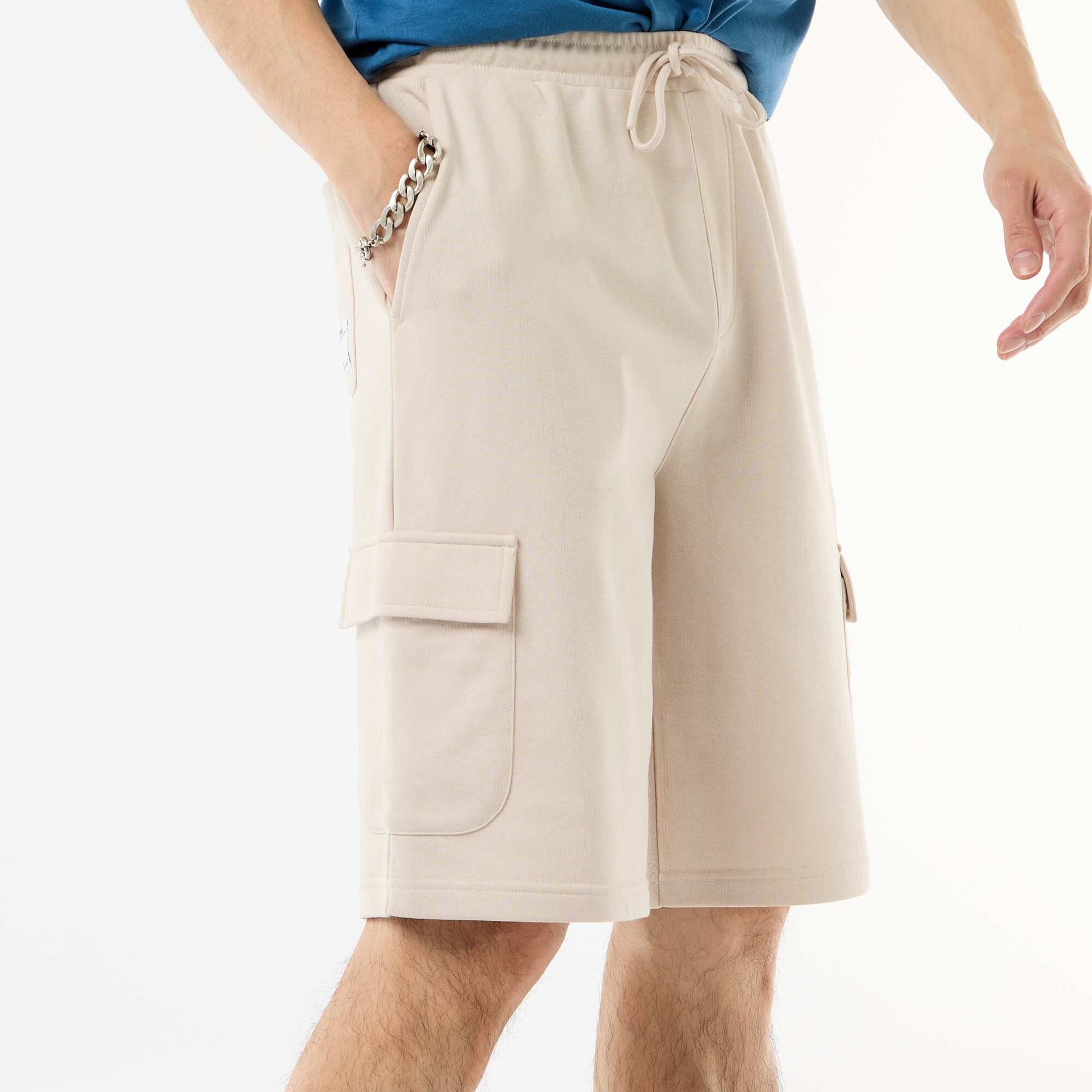 Lightweight Fleece Bermuda Shorts with Flap Pockets GREY