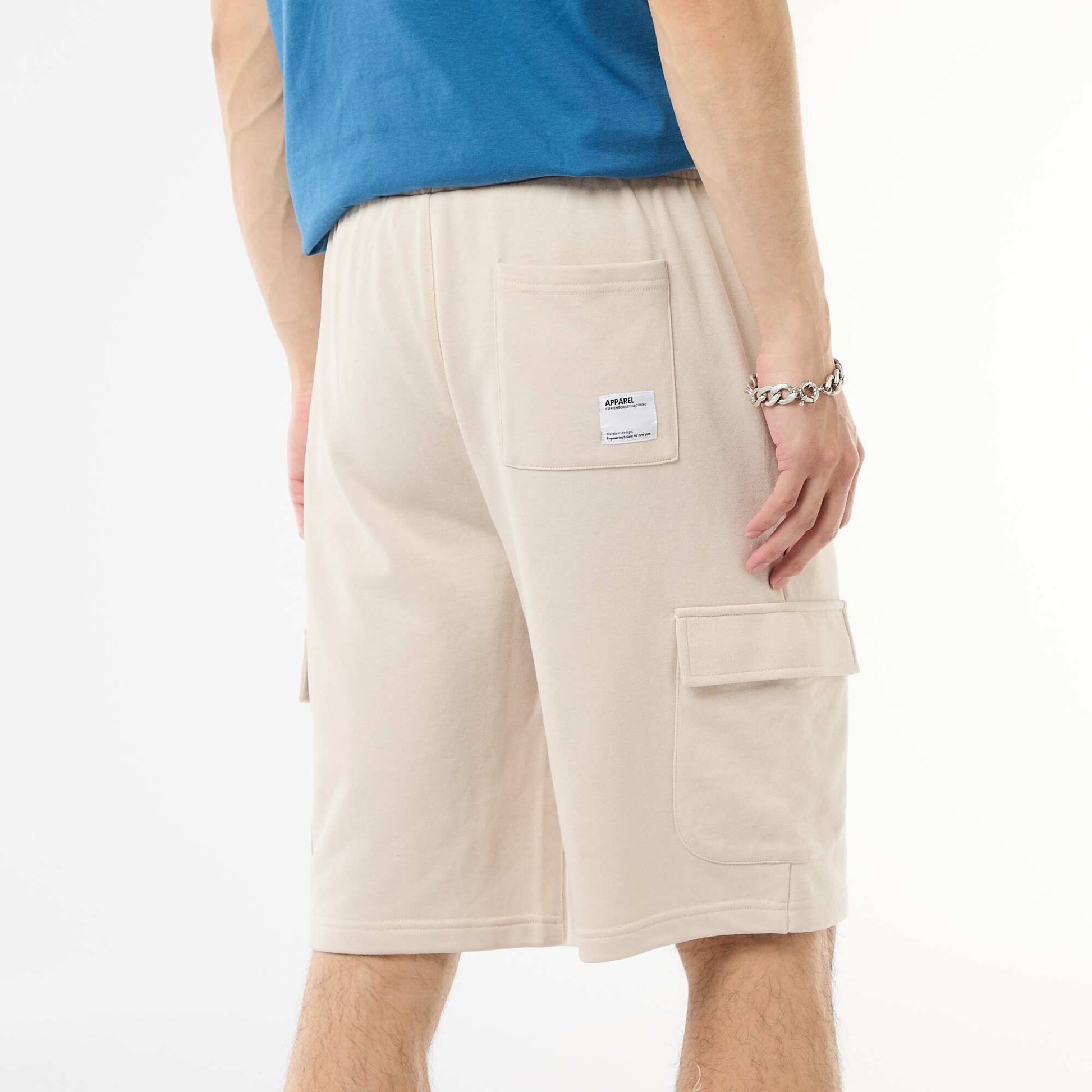 Lightweight Fleece Bermuda Shorts with Flap Pockets GREY