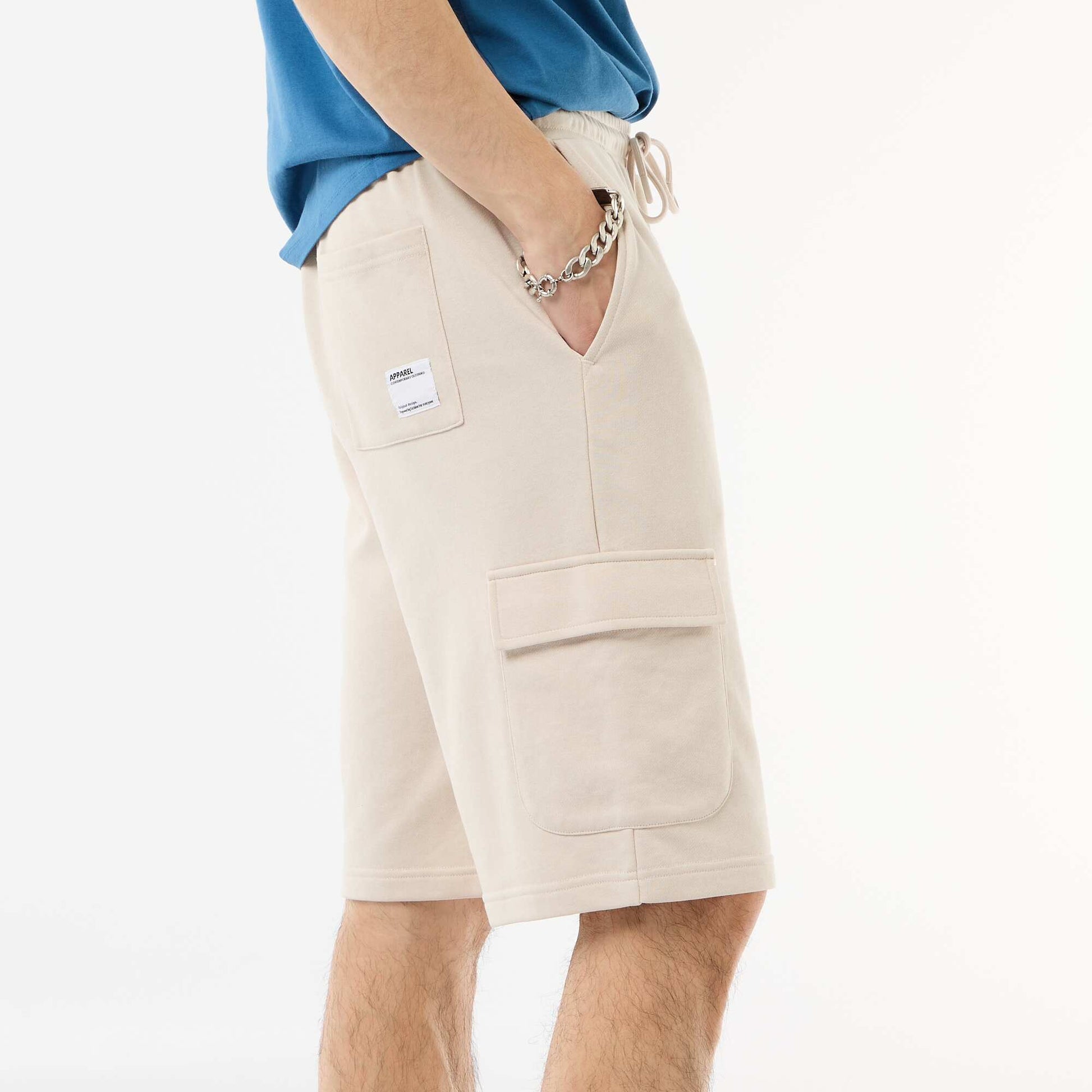 Lightweight Fleece Bermuda Shorts with Flap Pockets GREY