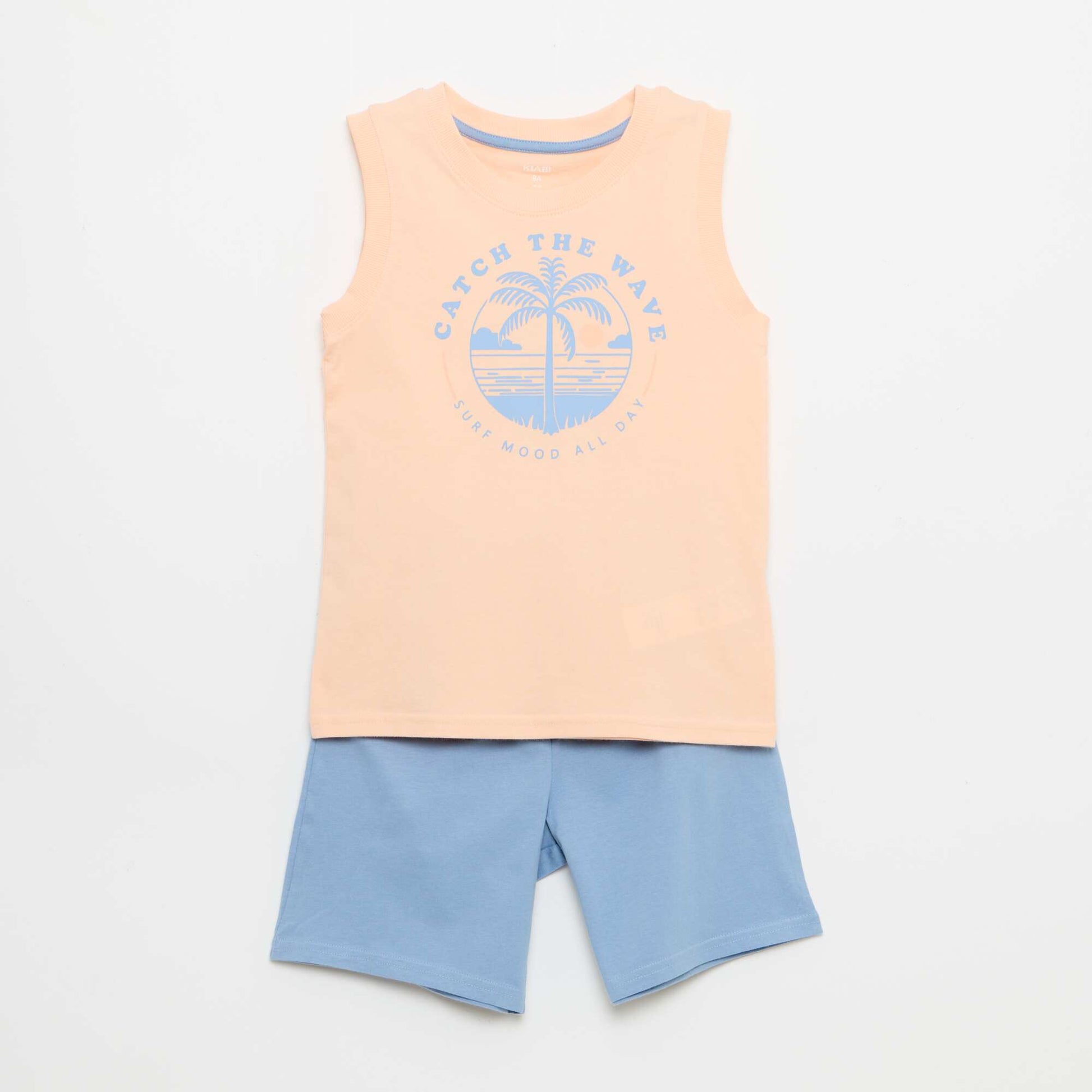 2-ნაწილიანი ზედა და შორტი პიჟამის კომპლექტი ნარინჯისფერი